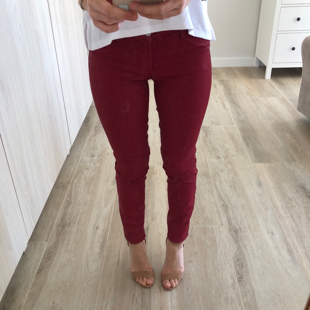 Jbrand red waxed pants size 27